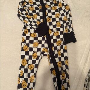 Playful Checkered Kids Footie Pajama - Black, White, and Yellow